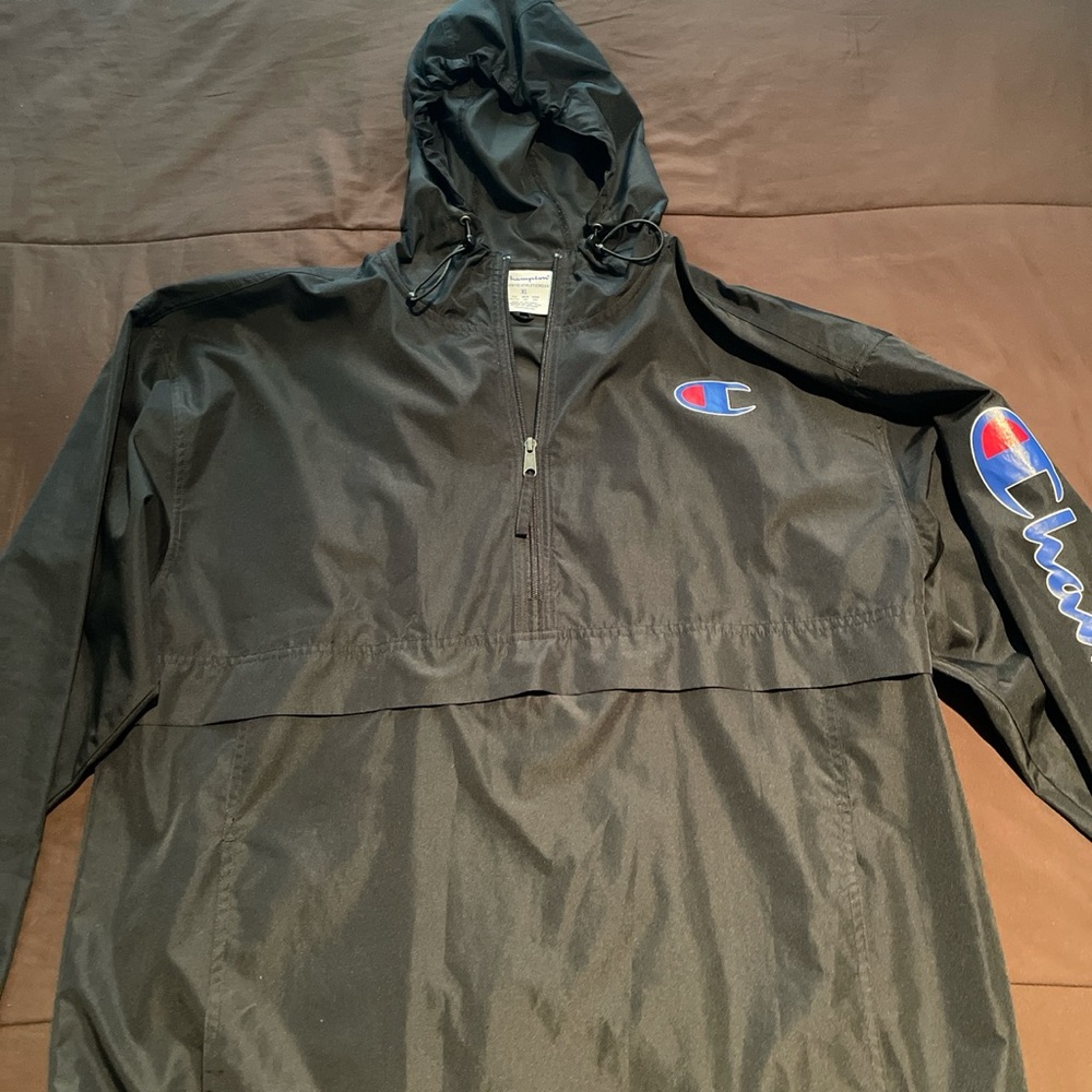 black champion half-zipped windbreaker